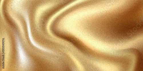 3d gold liquid silky background, golden fabric or metal foil smooth texture