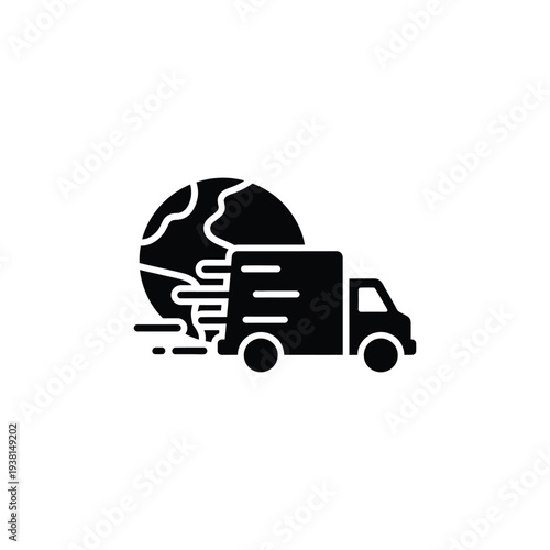 Global Logistics Truck Illustration Depicting International Shipping and Transportation Services