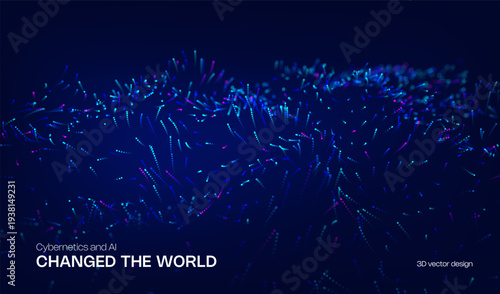 Ai tech background with abstract dot line pattern and bokeh effect. Design education big data, future digital network, business connect and science concept for banner, web or presentation.
