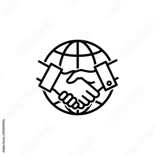 Global partnership handshake illustration symbolizing international cooperation and agreement