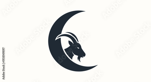 Midnight Goat Silhouette on Crescent Moon Logo
