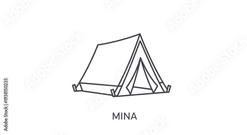 Simple Line Drawing of a Tent