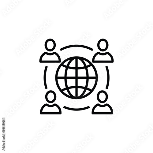 Global connection illustration showing people around the world in a simple graphic representation