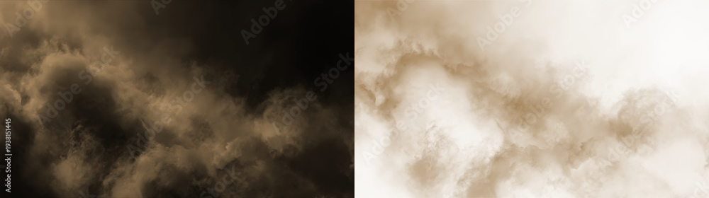 Fototapeta premium Sand, dust, brown, natural, smoke realistic dust PNG with brown sandstorm cloud and textured explosion. This PNG Overlay is transparent, ideal for desert scenes, pollution or storm effects.