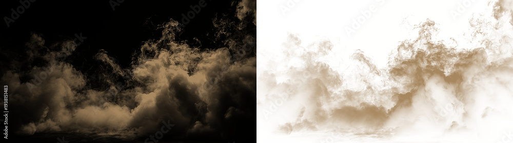 Naklejka premium Sand, dust, brown, natural, smoke realistic dust PNG with brown sandstorm cloud and textured explosion. This PNG Overlay is transparent, ideal for desert scenes, pollution or storm effects.