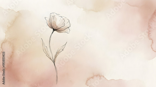 Watercolor floral elegance: A delicate watercolor painting of a single flower, with subtle hues and soft textures, evokes a sense of tranquility and artistic beauty.