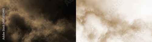 Sand, dust, brown, natural, smoke realistic dust PNG with brown sandstorm cloud and textured explosion. This PNG Overlay is transparent, ideal for desert scenes, pollution or storm effects.