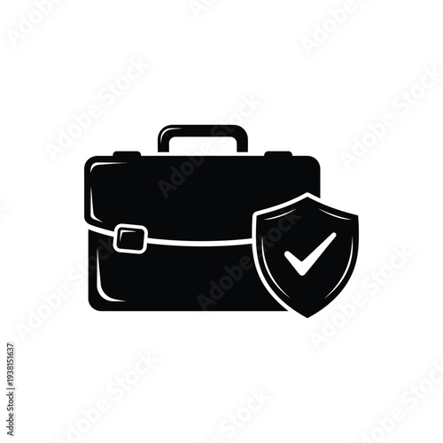 Secure Briefcase Illustration with Shield and Checkmark Symbolizing Safety and Protection