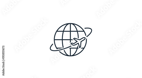 Airplane flying around the globe fast.