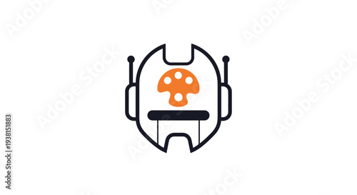 Astronaut Helmet with Mushroom Inside Space.