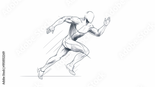 Dynamic Athlete Sprinting Forward - Minimalist Vector Illustration