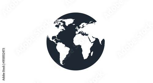 Black and white earth globe icon.