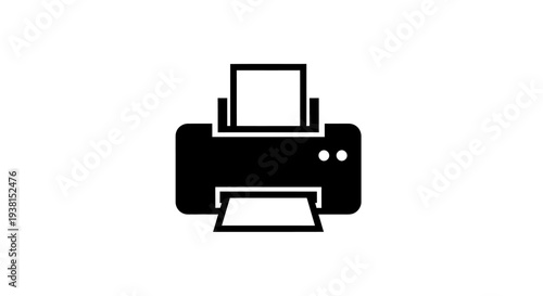 Black and white printer icon graphic.