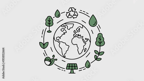 Earth surrounded by green leaves and trees eco friendly symbol for environmental conservation and sustainability