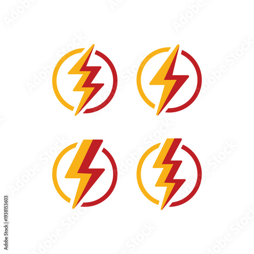 Lightning bolt thunder orange icons