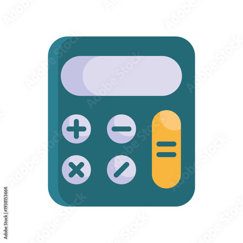 Calculator Icon for Financial Math and Business Accounting, Vector Flat Illustration of Electronic Calculating Device for School Education, Tax Office, Budget Planning and Mathematics. Vector EPS 10.
