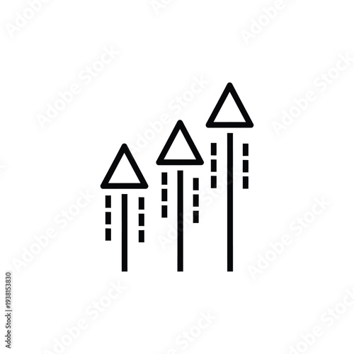 Three rain clouds with rain falling, depicted in simple minimalist black illustration on a neutral background