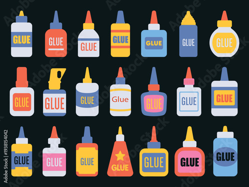 glue in stick stationary office tools for crafting exact vector plastic tubes for glue, school and office adhesive supply item, crafting tool container design with cap, simple stationery product packa