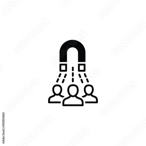 Magnet illustration attracting people icons in a simple graphic representation