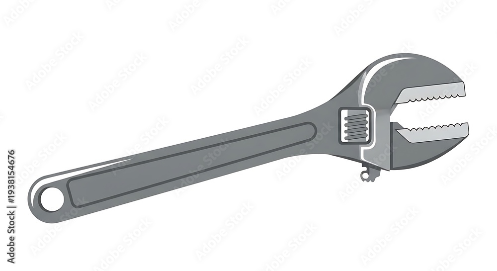 Obraz premium Adjustable Wrench Tool on White Background.