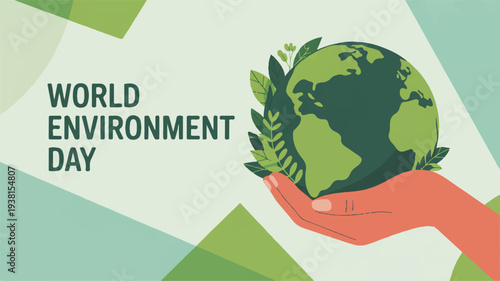World environment day eco friendly globe with leaves in hand