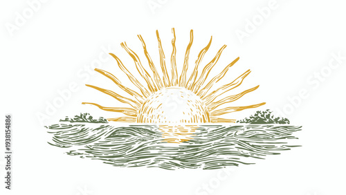 Golden Sunrise Over Ocean Waves - Peaceful Coastal Scene