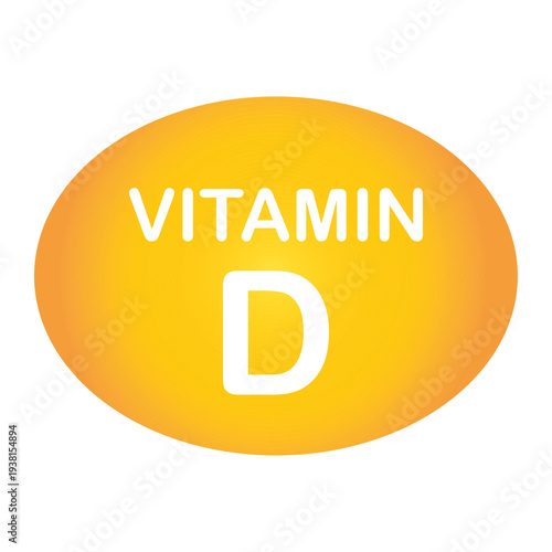 Vitamin D Supplement Vector Icon; Yellow Sunshine Vitamin Capsule for Health, Nutrition, and Immune Support. Sunny Pill Graphic Design Isolated on White Background for Wellness and Medical UI.