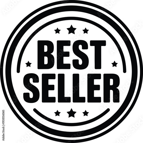 Best Seller premium badge stamp vector design. Circular quality seal with star elements for bestselling product label, marketing promotion and trusted product concept