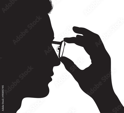 Adjusting Glasses Close Up Profile Intellectual Silhouettes
