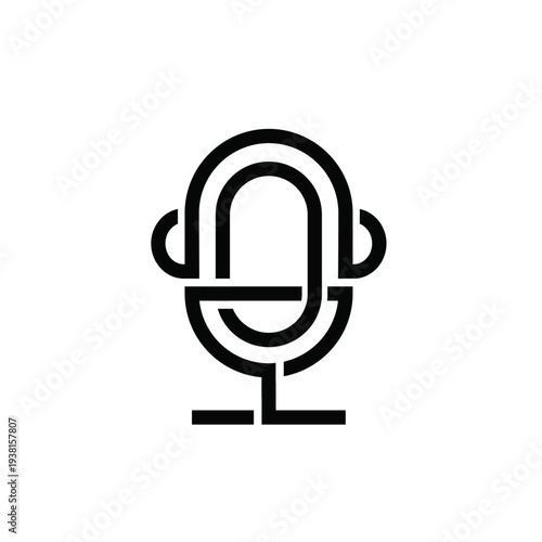 Modern Minimalist Podcast Microphone Line Art Icon