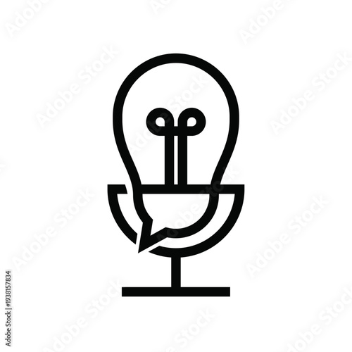 Light Bulb Speech Bubble Microphone Icon for Idea Communication and Podcast