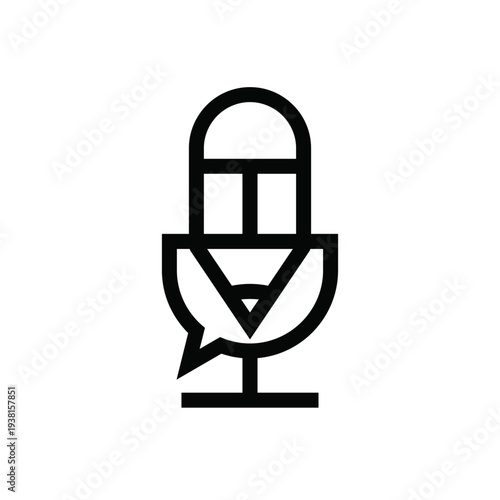 Podcast Microphone and Speech Bubble Icon for Audio Communication