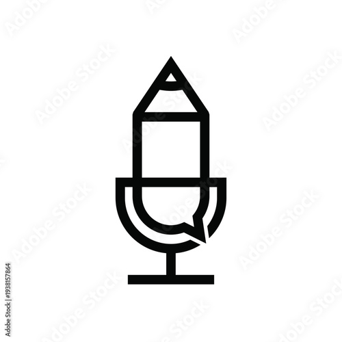 Creative Podcasting Microphone Pencil Logo Icon for Content Creation and Storytelling