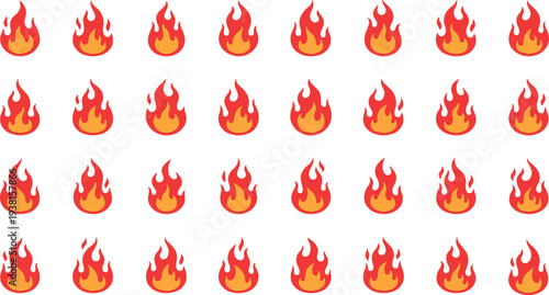 Abstract fire and flame silhouette collection with various burning shapes for hot branding and energy concepts