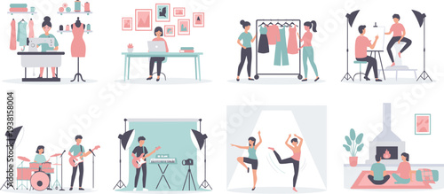 Business woman character set featuring various professional poses office tasks and corporate life metaphors