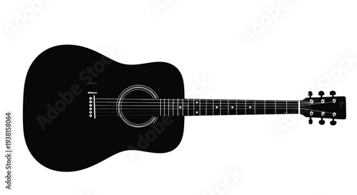 Sleek black acoustic guitar vector illustration 