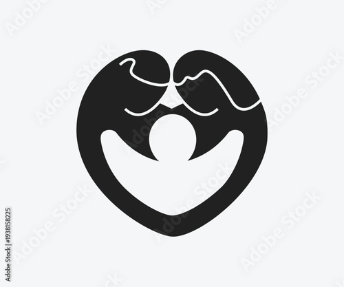 Parenting tips icon in flat vector illustration, created in outline, filled style. Ideal family, childcare, education