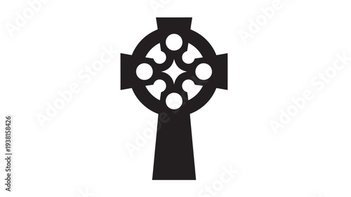 Celtic cross icon with knotwork design, a historical symbol of faith and culture. featuring religious, Christianity, Ireland with Scotland and pagan