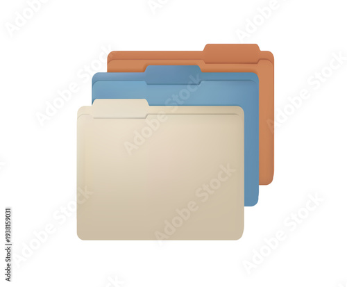 Vector templates of folders stack, color 3D vector style. Stack of color folders template. Paper cases archives mockup