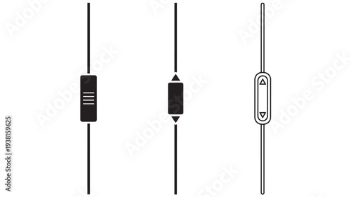 Sliders icons with different designs including bars and arrows for digital interfaces and control panels