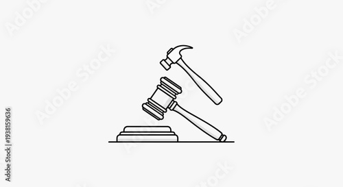 Law and Justice Symbol with Gavel and Hammer