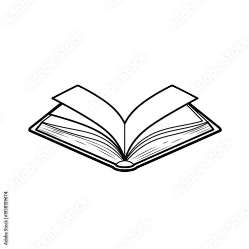 Open book with turned back pages illustration