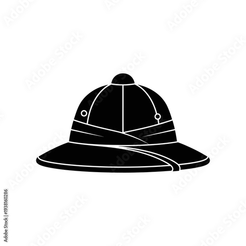 Classic pith helmet silhouette, iconic headwear for safari adventures and exploration.