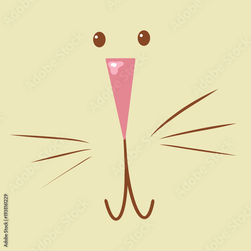Cute bunny rabbit face with whiskers illustration
