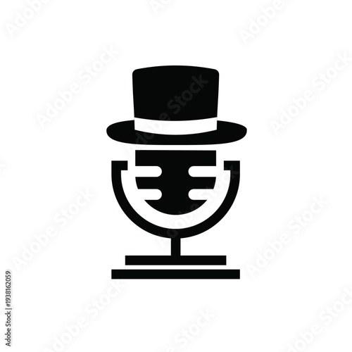 Top Hat Microphone Logo Icon for Podcast and Entertainment