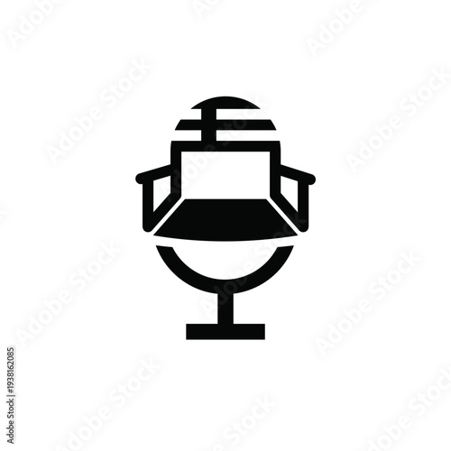Black Microphone Icon for Audio Recording, Podcast, and Broadcast