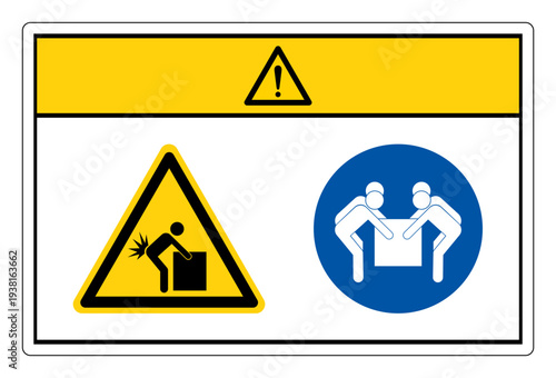 Caution Lift Hazard Four Person Lift Symbol Sign,Vector Illustration, Isolated On White Background Label.EPS10