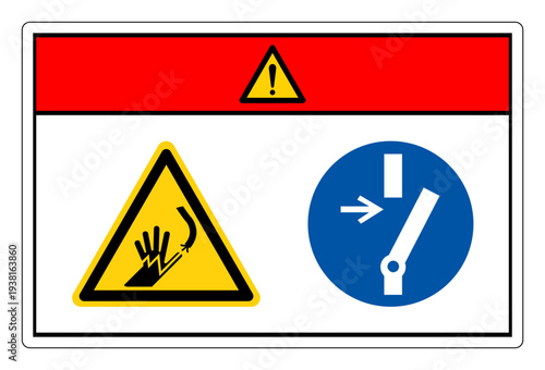 Danger Hazardous Voltage Disconnect Before Carrying Out Maintenance Symbol Sign ,Vector Illustration, Isolate On White Background Label.EPS10