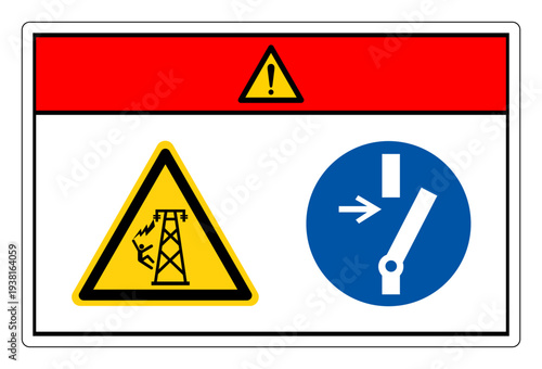 Danger Hazardous Voltage Disconnect Before Carrying Out Maintenance Symbol Sign ,Vector Illustration, Isolate On White Background Label.EPS10