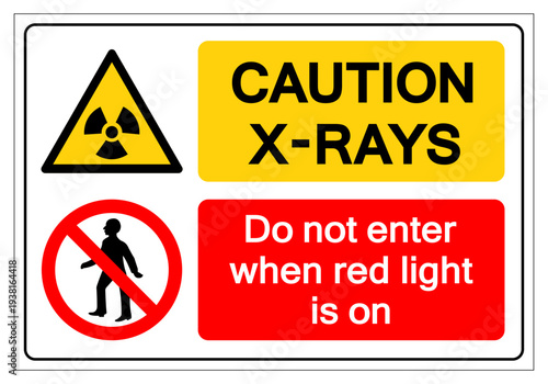 Caution X-Ray Symbol Sign, Vector Illustration, Isolated On White Background Label.EPS10